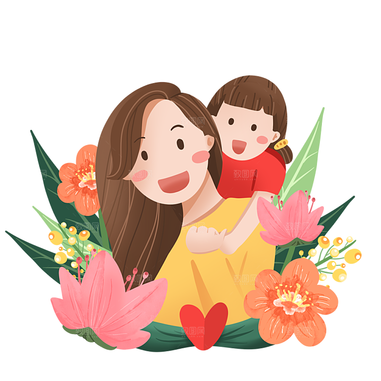 可爱卡通免抠元素母亲节插画