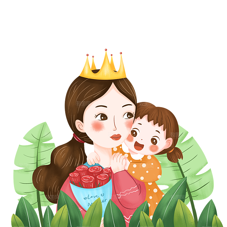 可爱卡通免抠元素插画母亲节