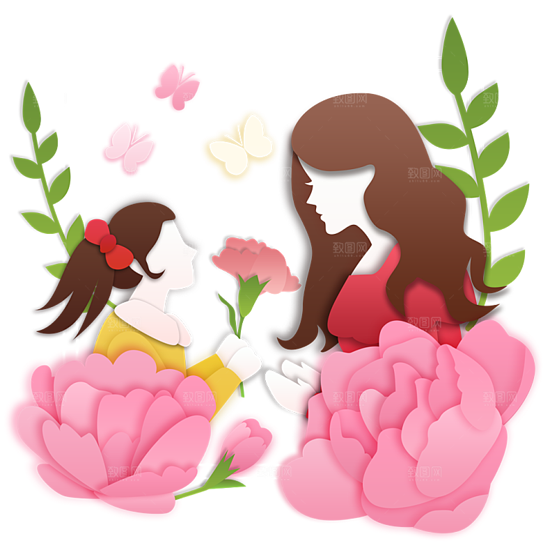 可爱卡通免抠元素插画母亲节