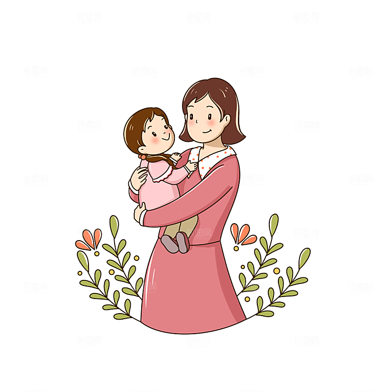 插画母亲节免抠元素可爱卡通