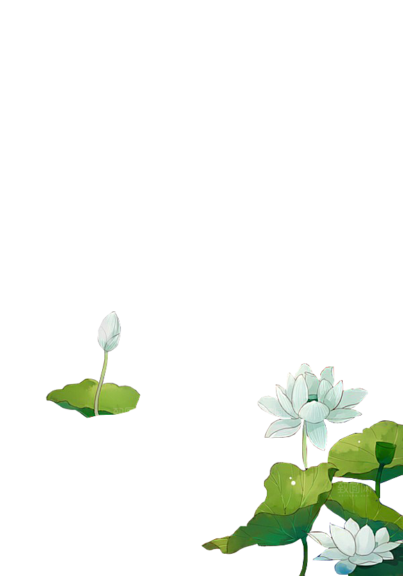 唯美古风水彩手绘荷花荷叶古典水墨莲花素材
