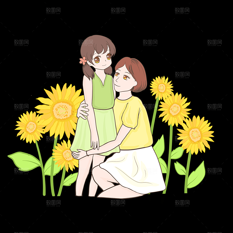 可爱卡通免抠元素插画母亲节