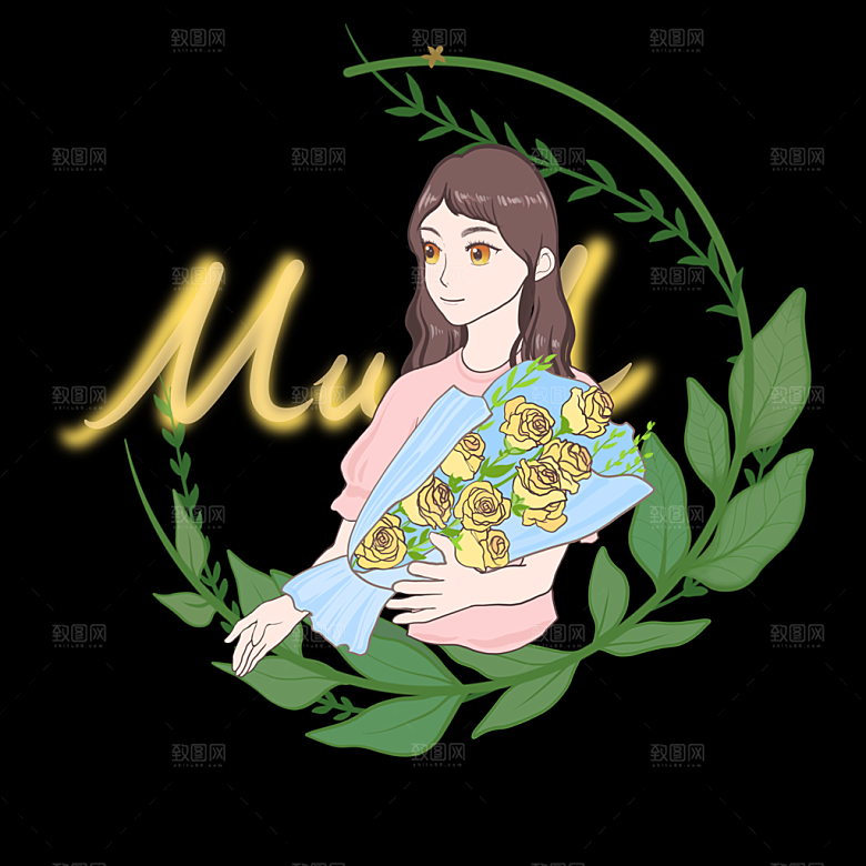 母亲节插画可爱卡通免抠元素