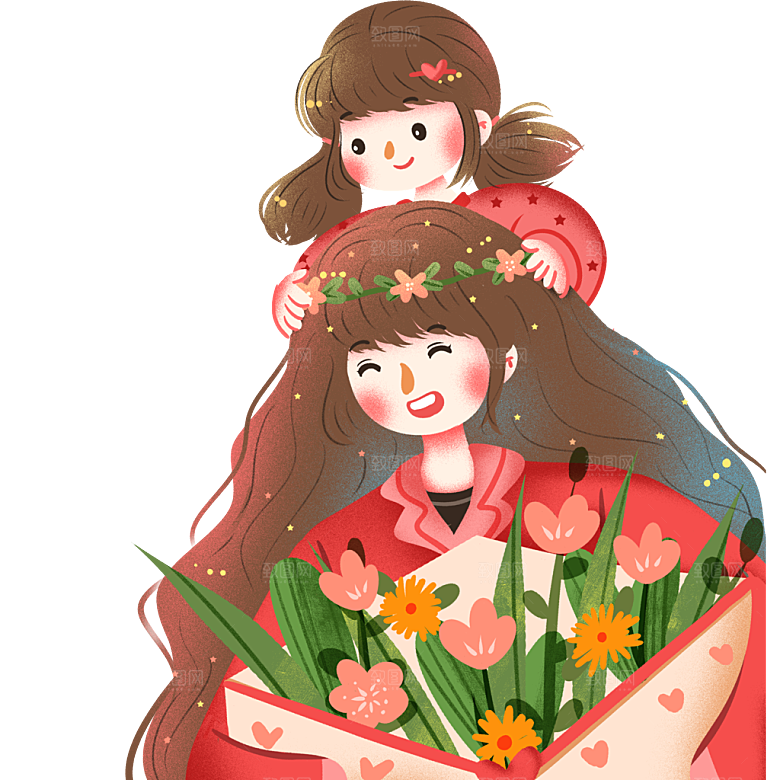 可爱卡通母亲节免抠元素插画