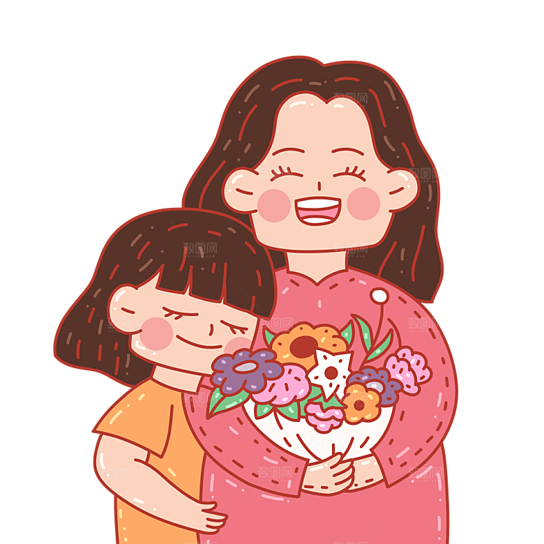 母亲节可爱卡通免抠元素插画
