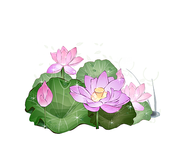 唯美古风水彩手绘荷花荷叶古典水墨莲花素材