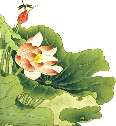唯美古风水彩手绘荷花荷叶古典水墨莲花