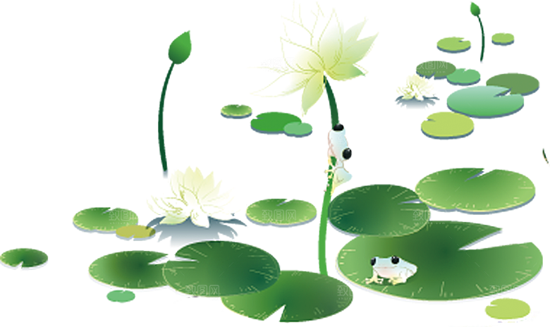 唯美古风水彩手绘荷花荷叶古典水墨莲花素材