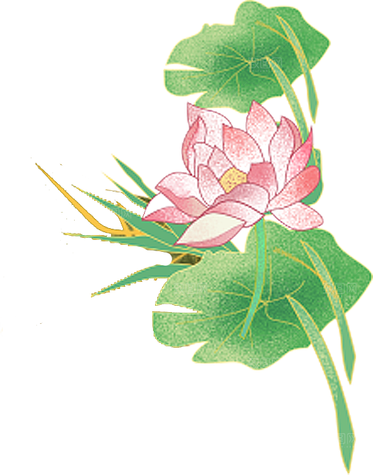 唯美古风水彩手绘荷花荷叶古典水墨莲花素材