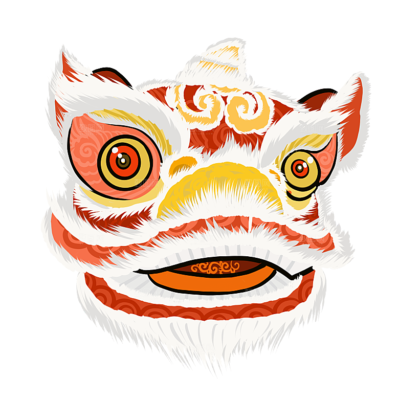 手绘卡通喜庆节日舞龙舞狮PNG免抠素材