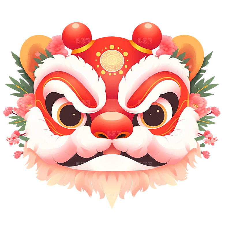 手绘卡通喜庆节日舞龙舞狮PNG免抠素材