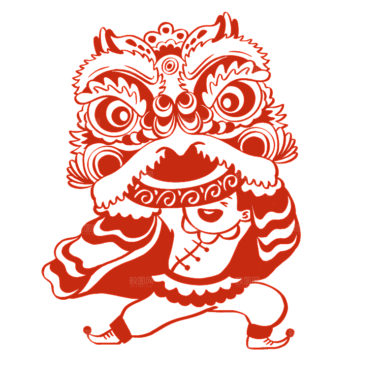 手绘卡通喜庆节日舞龙舞狮PNG免抠素材