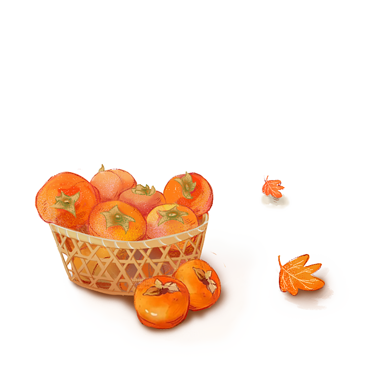 卡通手绘柿子秋季丰收PNG免抠图片素材