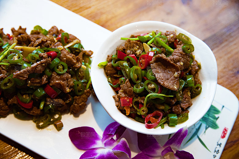 辣炒牛肉摄影素材