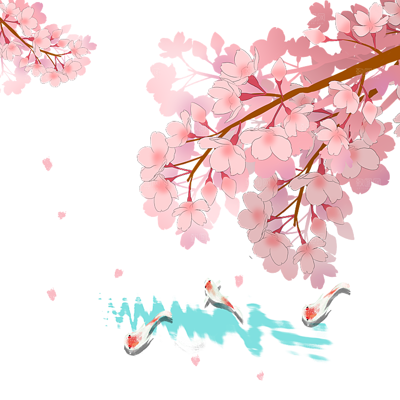 中国风梅花腊梅桃花樱花插画PNG