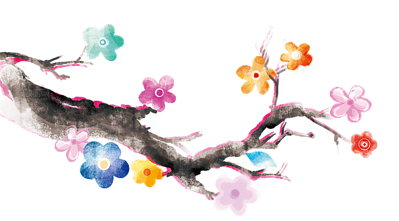 中国风梅花腊梅桃花樱花插画PNG素材