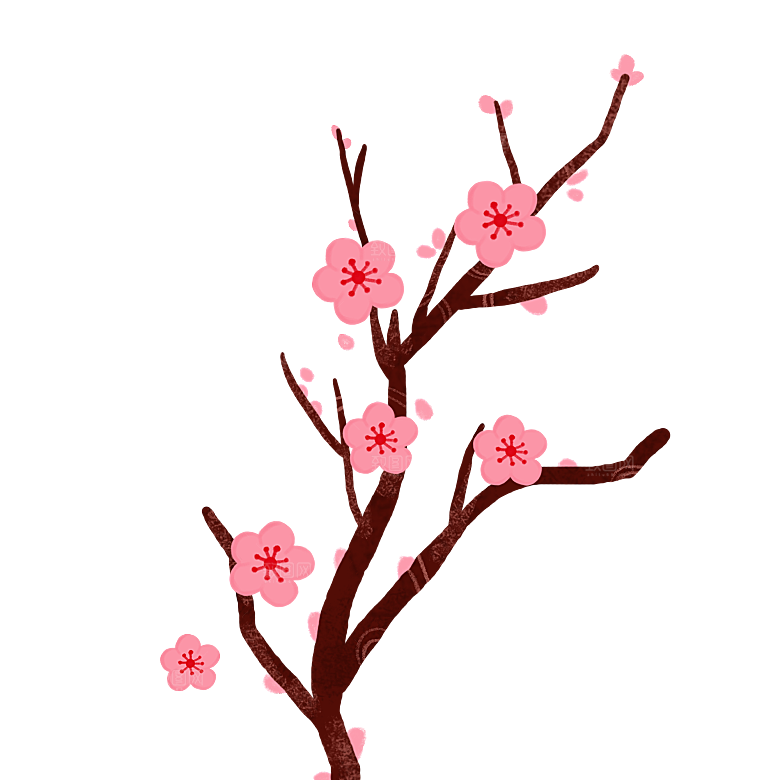 中国风梅花腊梅桃花樱花插画PNG