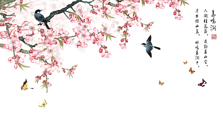中国风梅花腊梅桃花樱花插画PNG