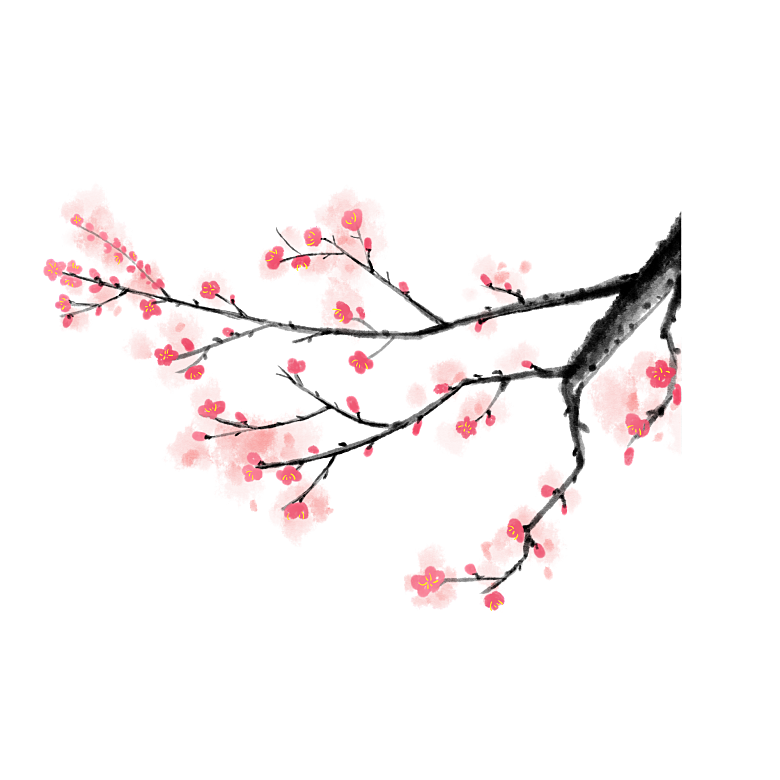 中国风梅花腊梅桃花樱花插画PNG素材
