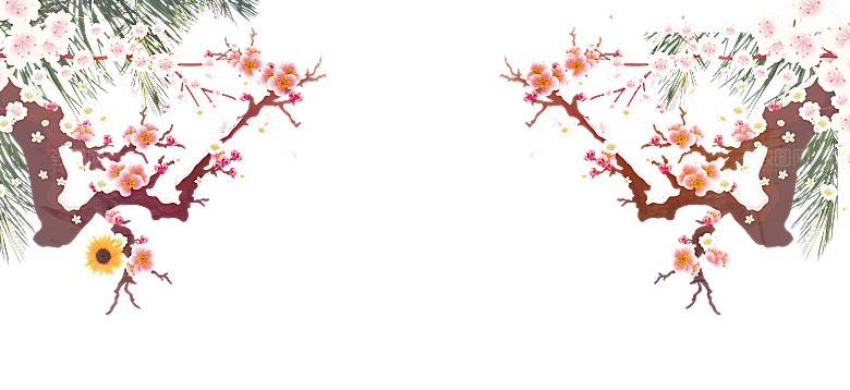 中国风梅花腊梅桃花樱花插画PNG素材