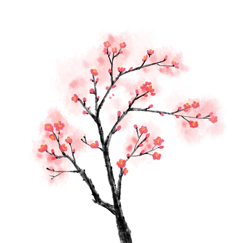 中国风梅花腊梅桃花樱花插画PNG素材