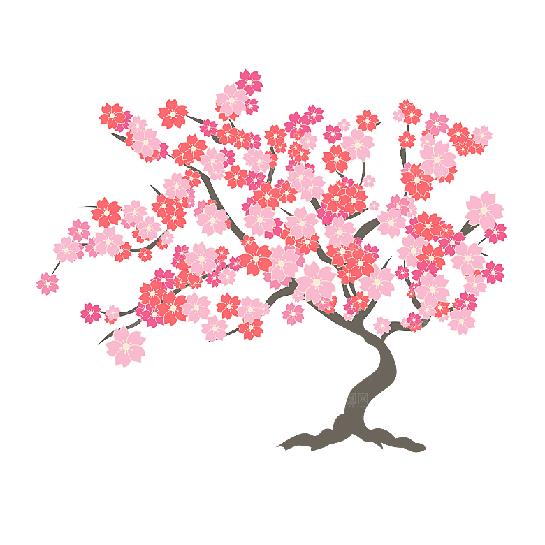 中国风梅花腊梅桃花樱花插画PNG