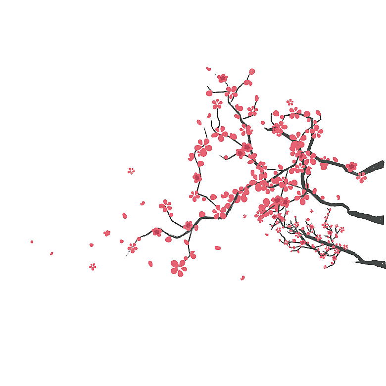 中国风梅花腊梅桃花樱花插画PNG