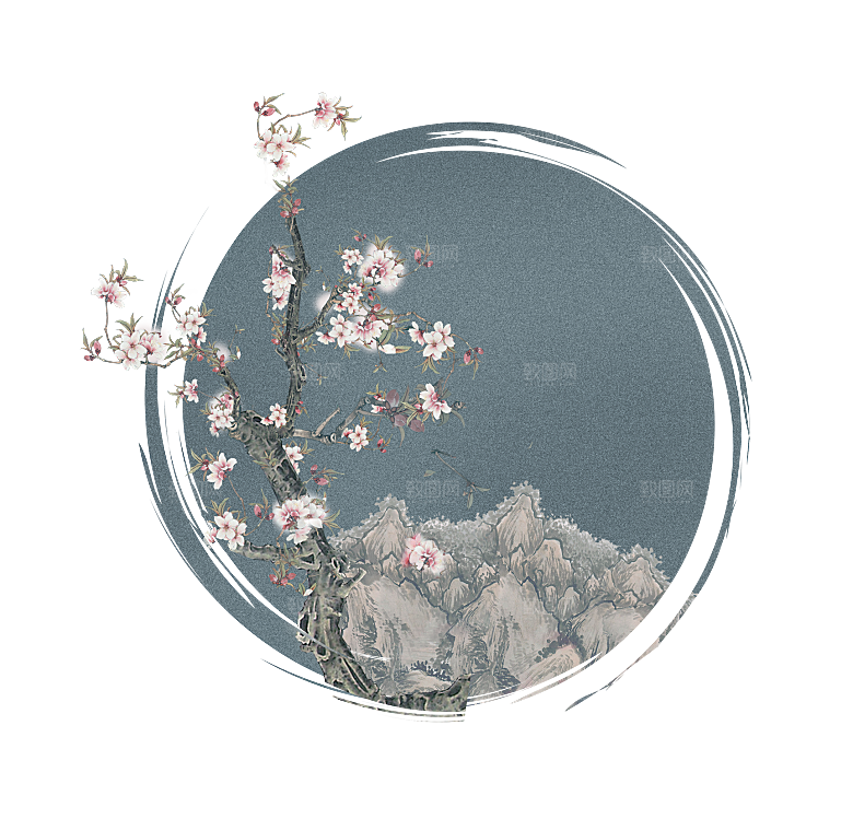 中国风梅花腊梅桃花樱花插画PNG素材