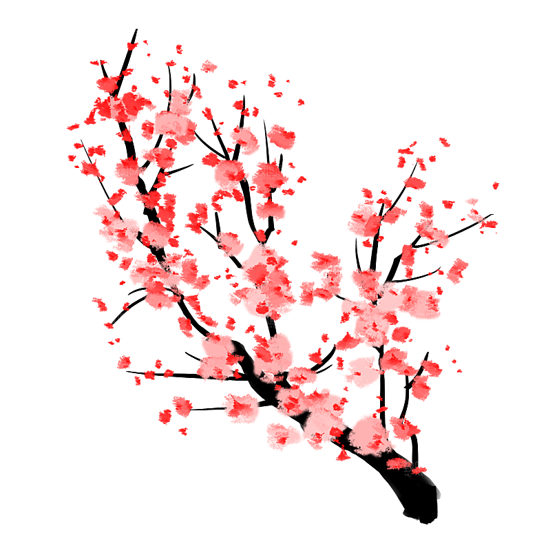 中国风梅花腊梅桃花樱花插画PNG素材