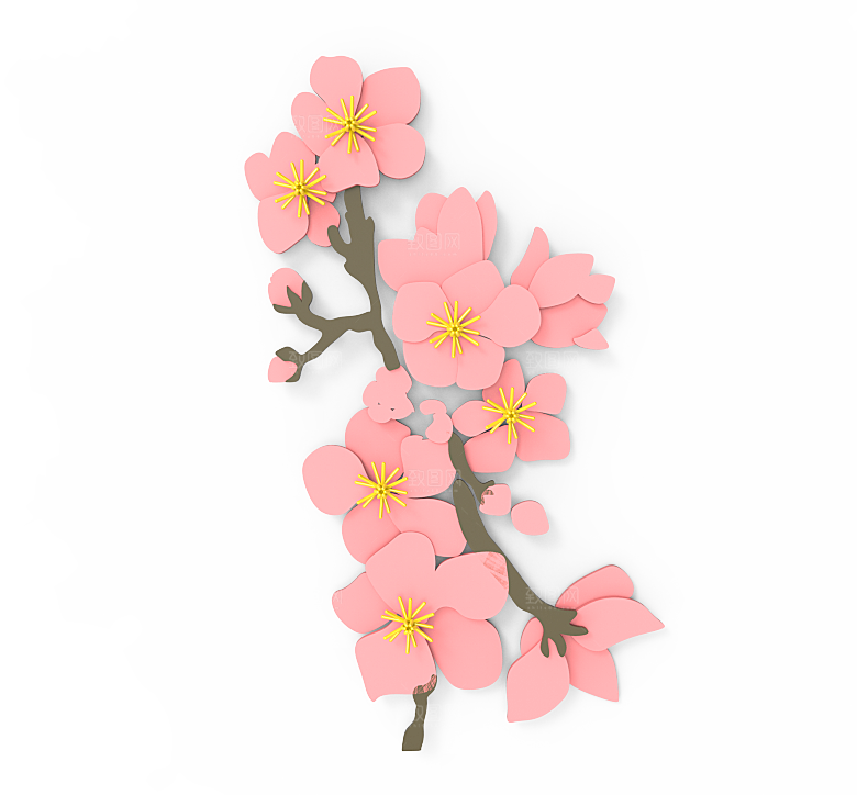 中国风梅花腊梅桃花樱花插画PNG