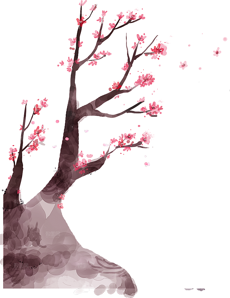 中国风梅花腊梅桃花樱花插画PNG