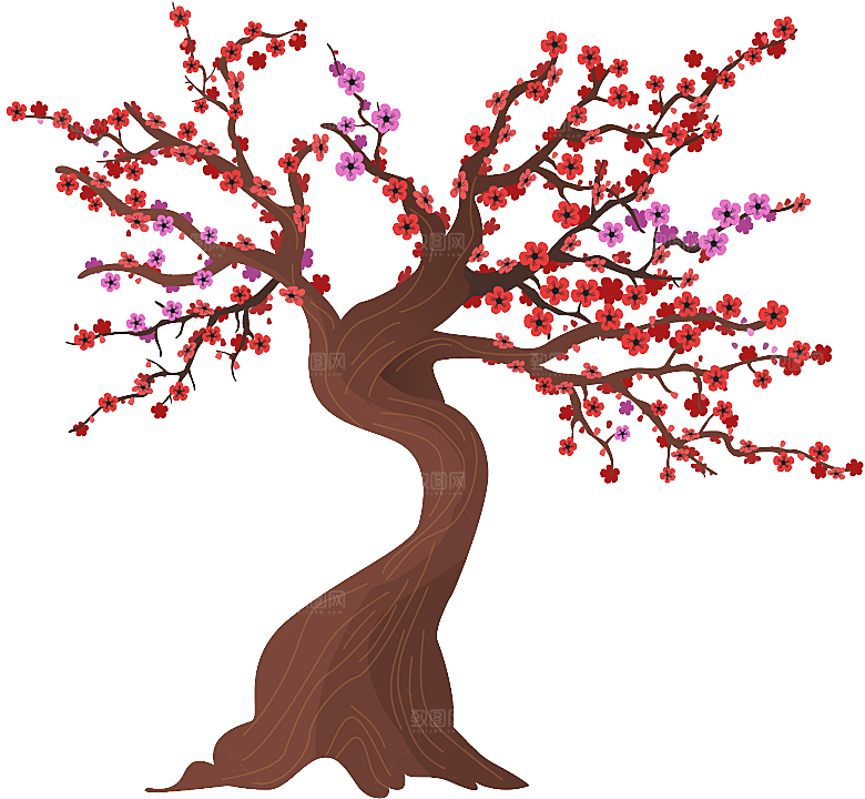 中国风梅花腊梅桃花樱花插画PNG