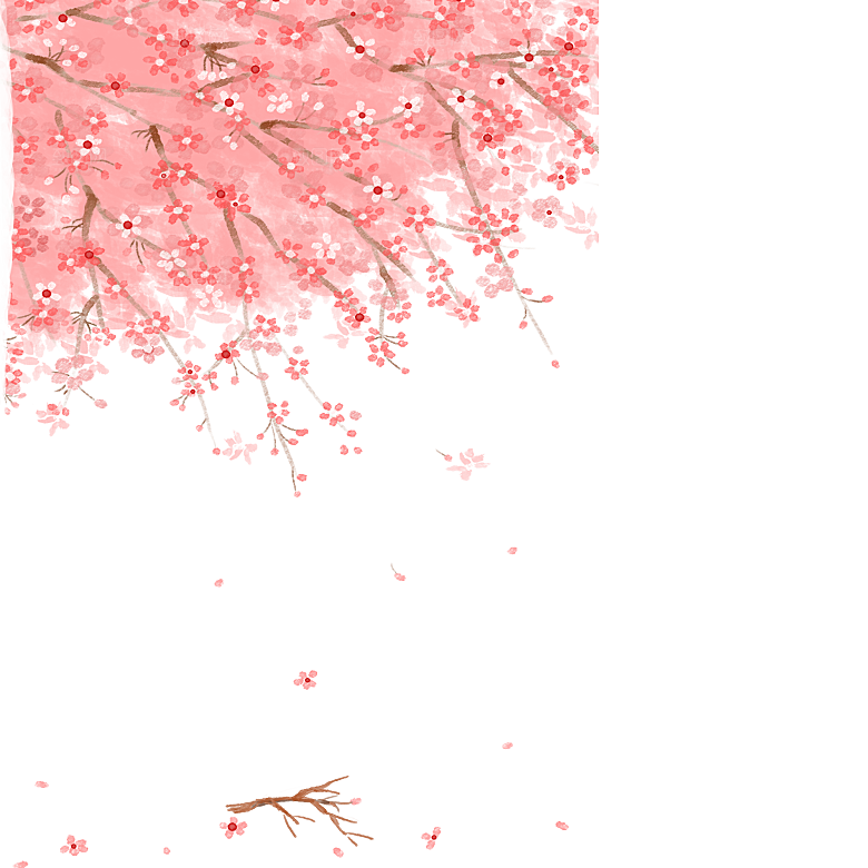 中国风梅花腊梅桃花樱花插画PNG