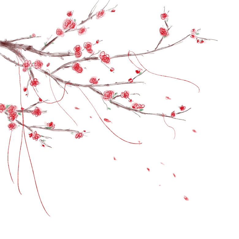 中国风梅花腊梅桃花樱花插画PNG