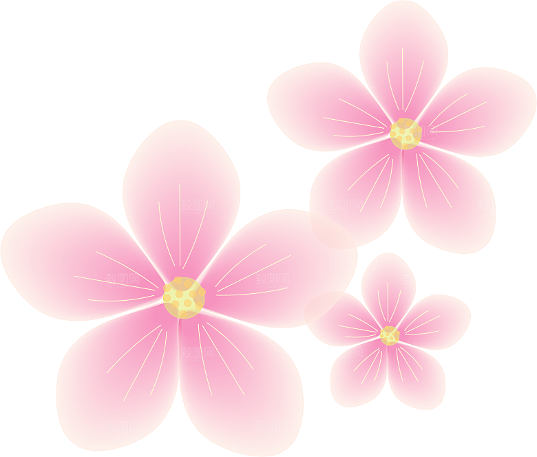 中国风梅花腊梅桃花樱花插画PNG图片素材