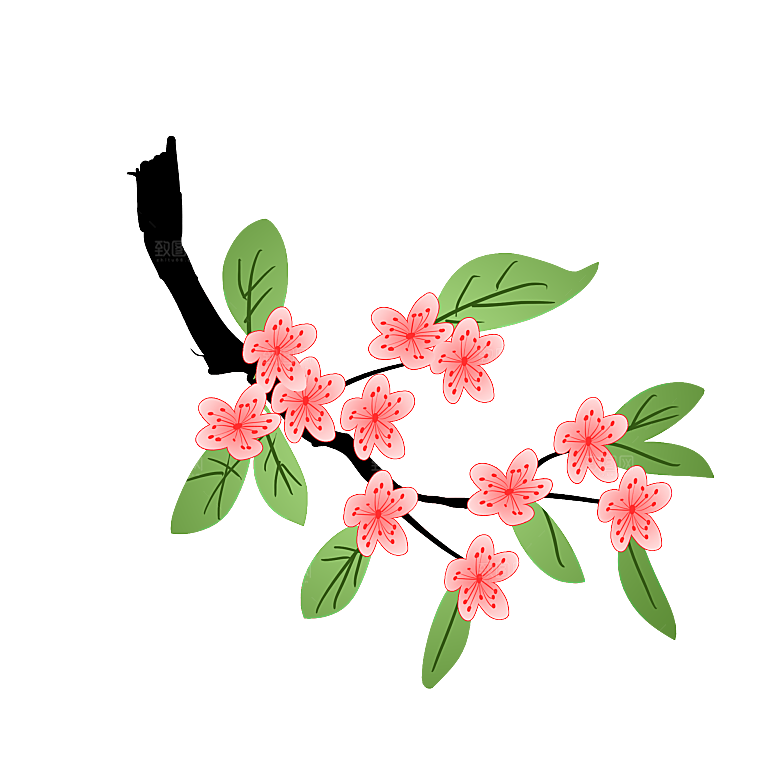 手绘粉红色樱花桃花梅花花朵PNG免抠