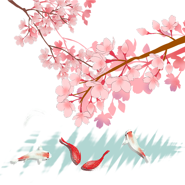 手绘粉红色樱花桃花梅花花朵PNG免抠素材