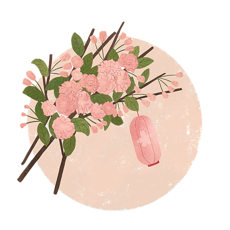 手绘粉红色樱花桃花梅花花朵PNG免抠素材
