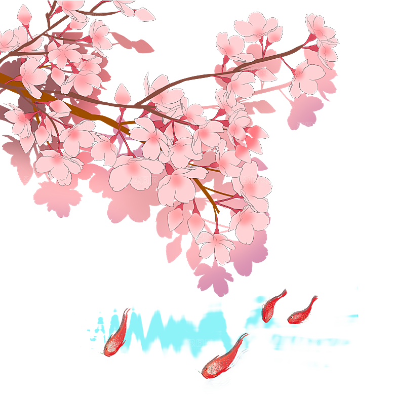手绘粉红色樱花桃花梅花花朵PNG免抠素材
