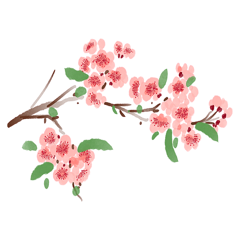 手绘粉红色樱花桃花梅花花朵PNG免抠