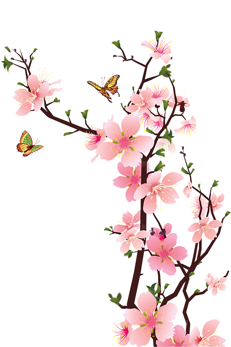 手绘粉红色樱花桃花梅花花朵PNG免抠