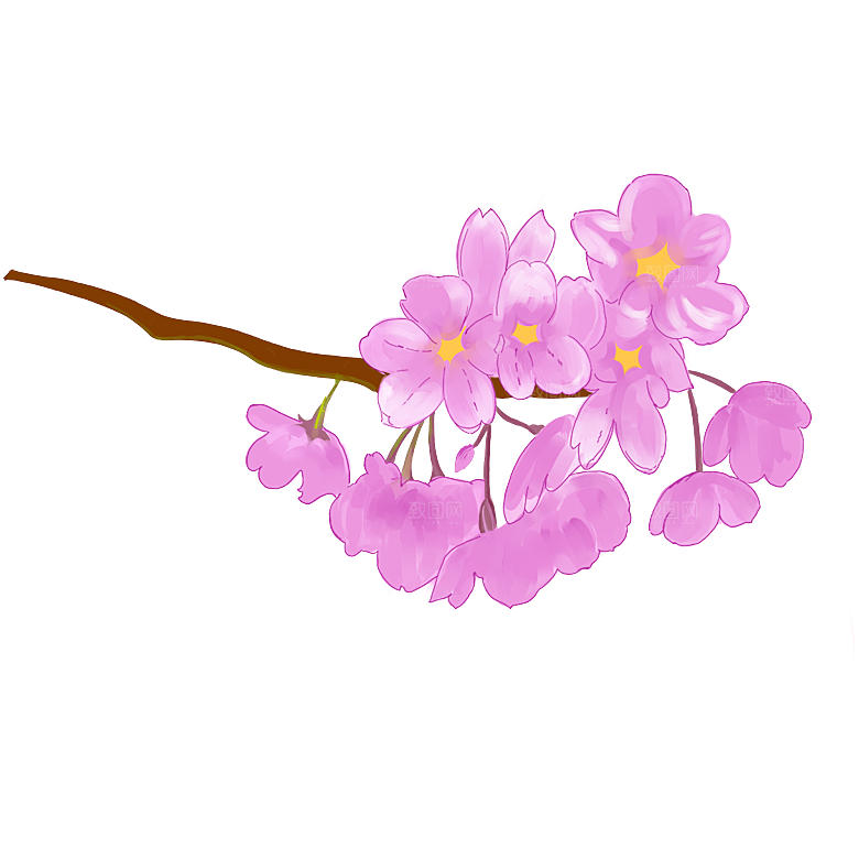 手绘粉红色樱花桃花梅花花朵PNG免抠