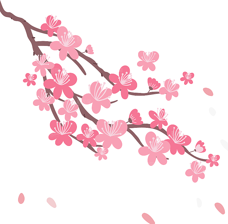 手绘粉红色樱花桃花梅花花朵PNG免抠