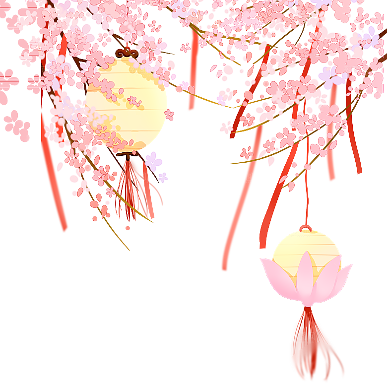 手绘粉红色樱花桃花梅花花朵PNG免抠素材