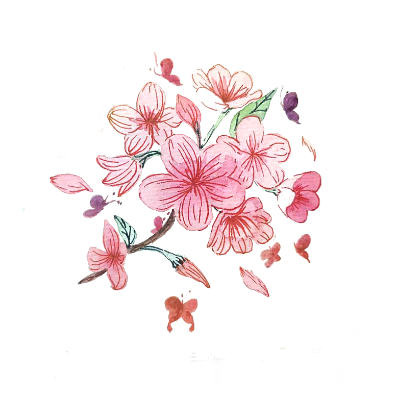 手绘粉红色樱花桃花梅花花朵PNG免抠素材