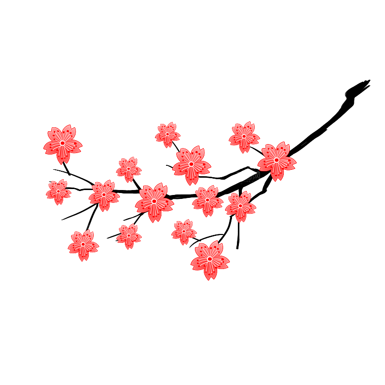 手绘粉红色樱花桃花梅花花朵PNG免抠素材