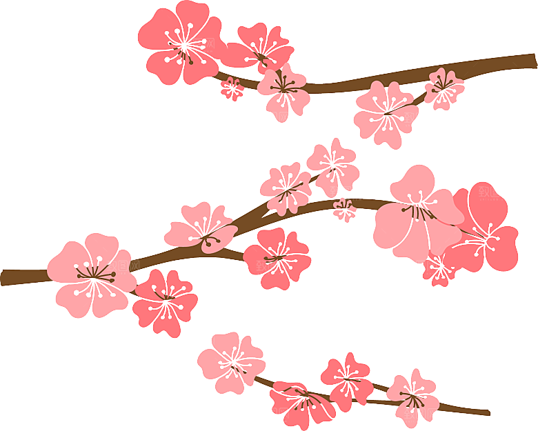 手绘粉红色樱花桃花梅花花朵PNG免抠素材