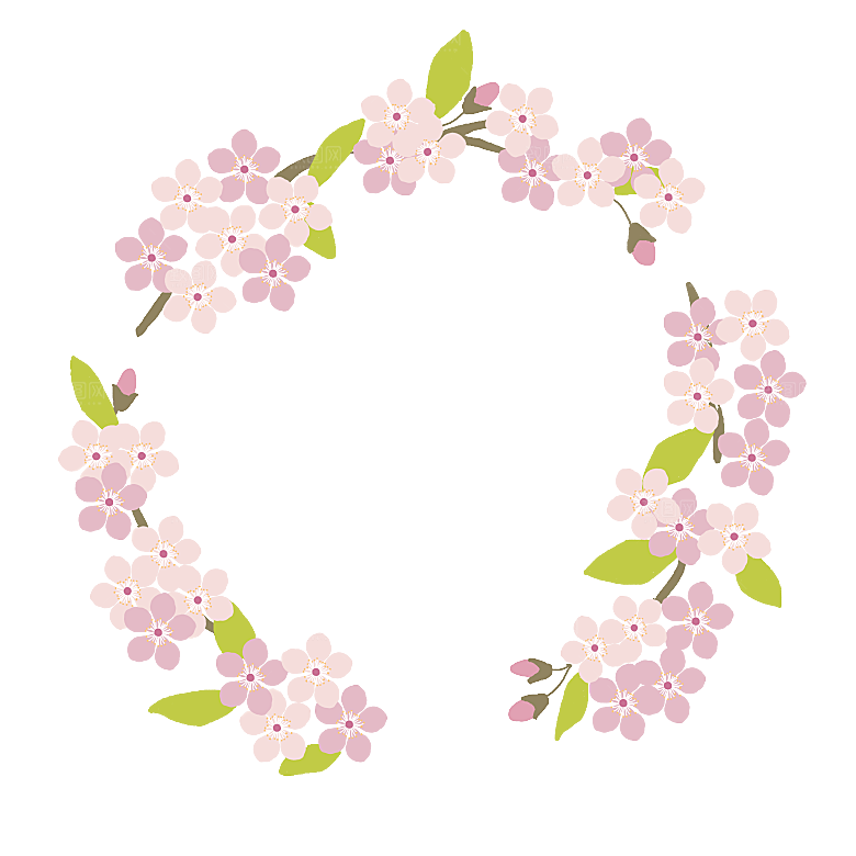 手绘粉红色樱花桃花梅花花朵PNG免抠素材