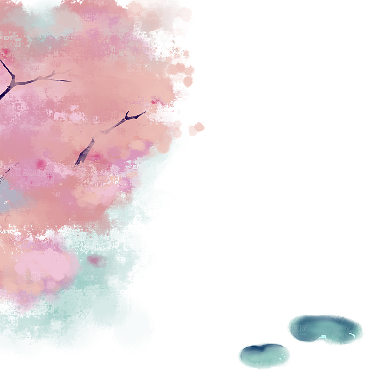 手绘粉红色樱花桃花梅花花朵PNG免抠素材