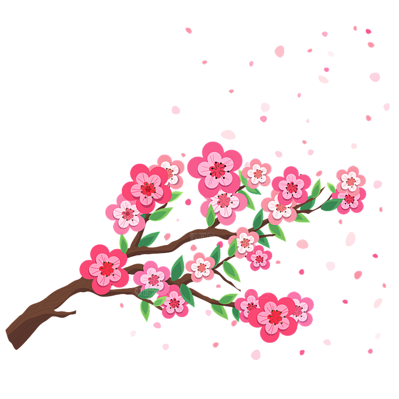 手绘粉红色樱花桃花梅花花朵PNG免抠